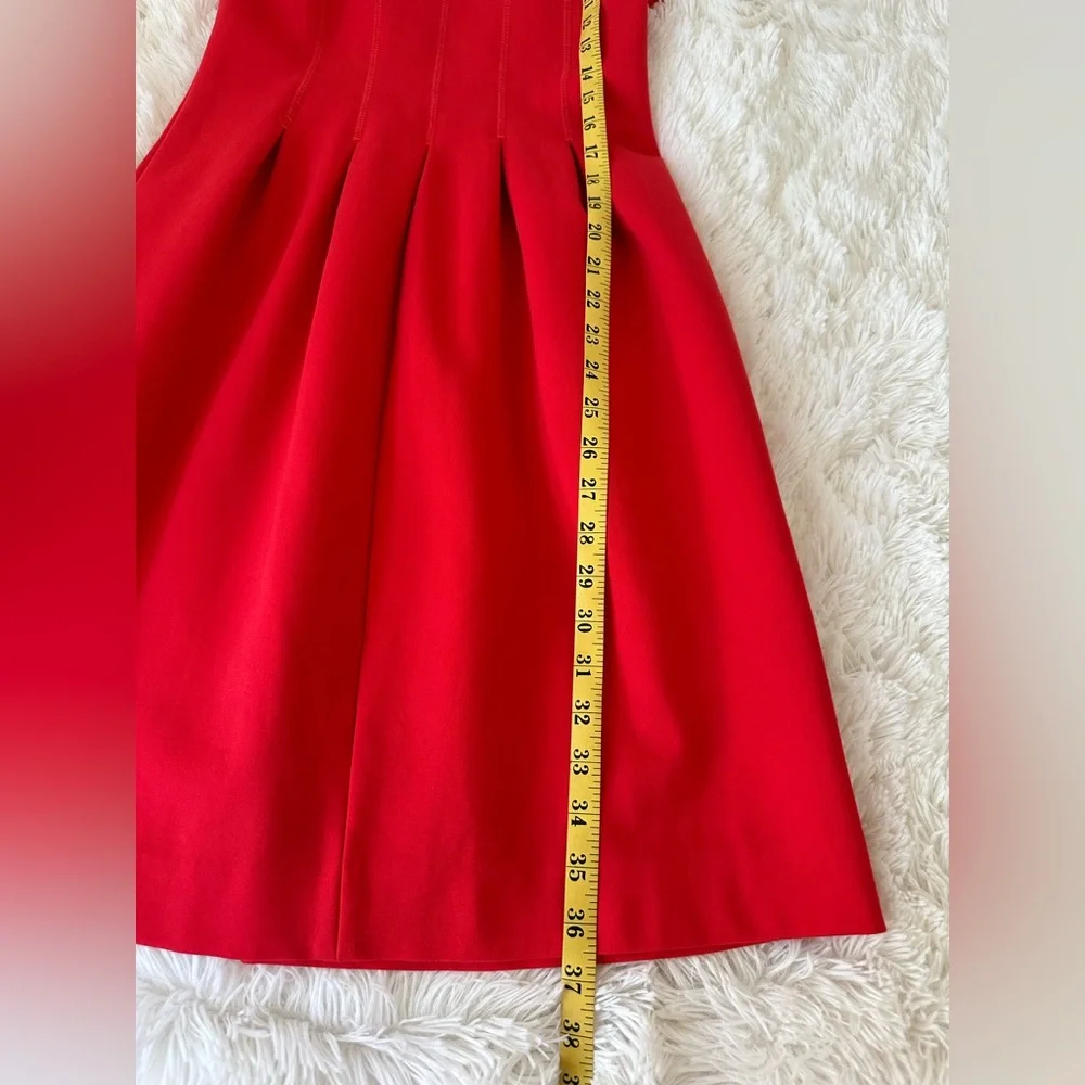 J.Crew Red Ponte Knit Fit Flare Sleeveless Dress Career Cocktail Wedding Size 4